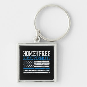 Home of the free because of the brave USA Flag Key Ring