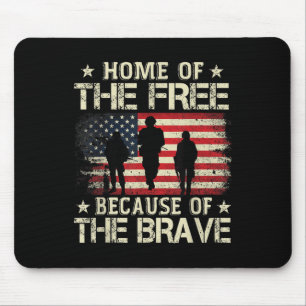 Home Of The Free Because Of The Brave Usa Flag Mouse Pad