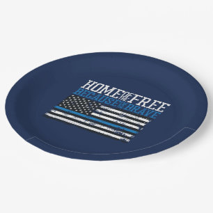Home of the free because of the brave USA Flag Paper Plate