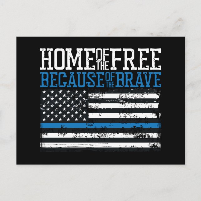 Home of the free because of the brave USA Flag Postcard (Front)