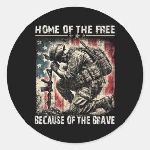 Home Of The Free Because Of The Brave - Veterans P Classic Round Sticker