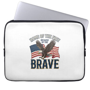 Home of the Free Brave Eagle Patriotic Shirt Desig Laptop Sleeve