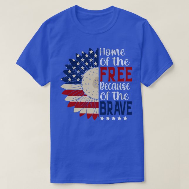 Home Of The Free Sunflower Premium  T-Shirt (Design Front)