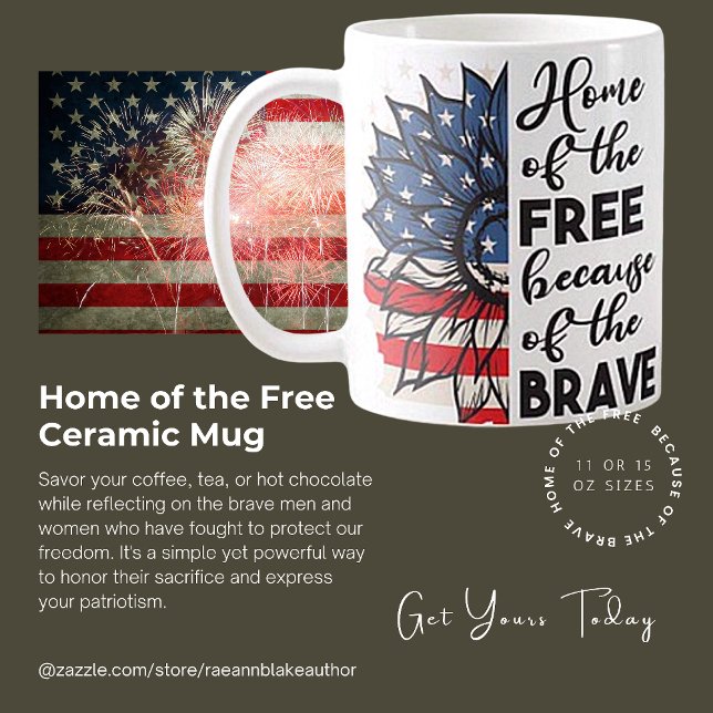 Home of the Free USA Patriotic Ceramic Mug (Creator Uploaded)