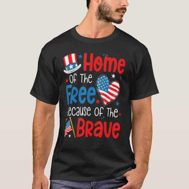 Home Of The Free Veterans 4th Of July Women Wife P T-Shirt (Front)
