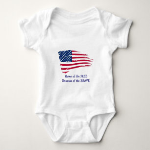 Home of the Free Wavy Flag Baby Bodysuit