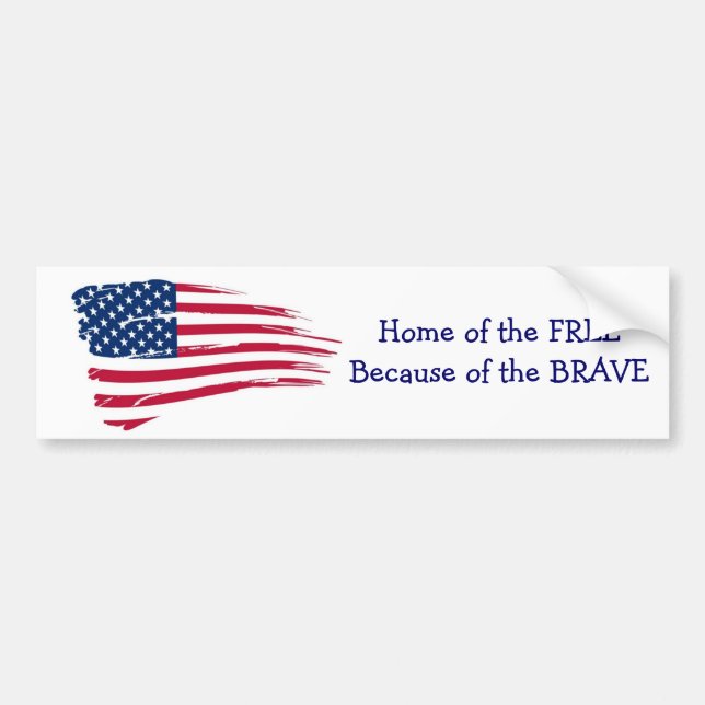 Home of the Free Wavy Flag Bumper Sticker (Front)