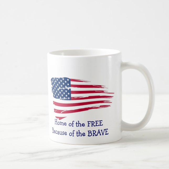 Home of the Free Wavy Flag Coffee Mug (Right)