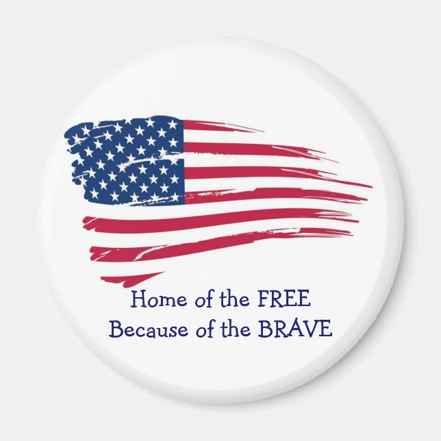 Home of the Free Wavy Flag Magnet (Front)