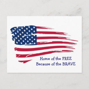 Home of the Free Wavy Flag Postcard