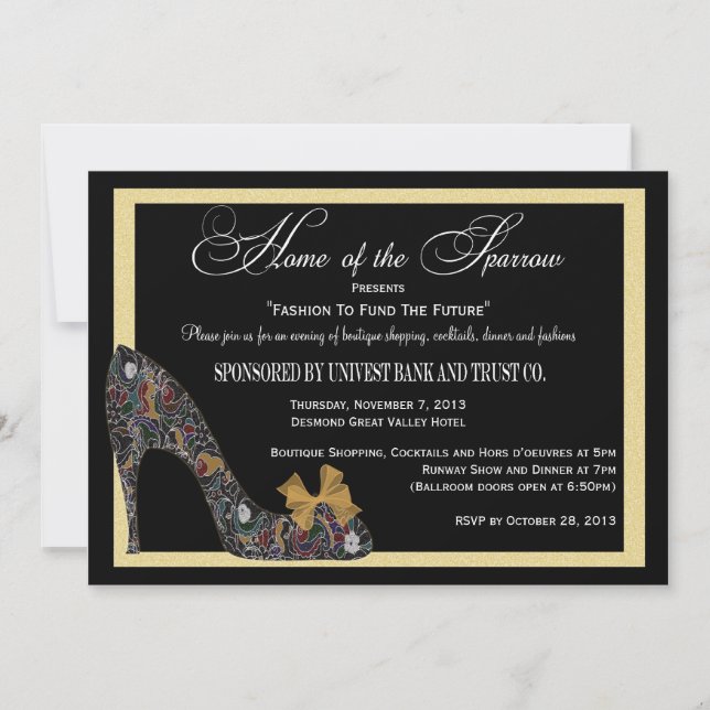 Home of the Sparrow Fashion Show Reduced Invitation (Front)