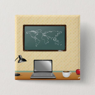 Home Office Desk Laptop Coffee 15 Cm Square Badge