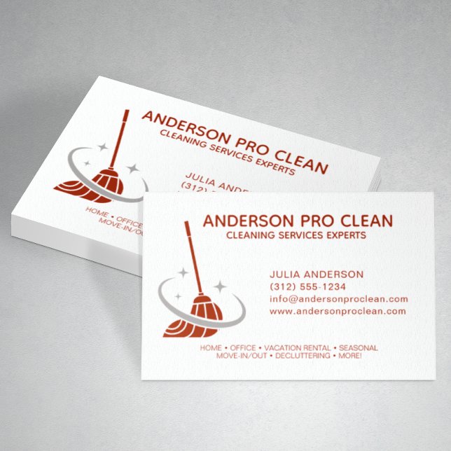 Home & Office Pro Cleaning Service Crimson Red Business Card (Creator Uploaded)