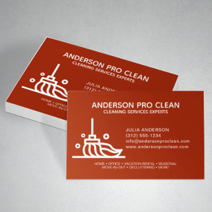 Home & Office Pro Cleaning Service Crimson Red Business Card