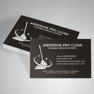 Home & Office Professional Cleaning Service Black Business Card