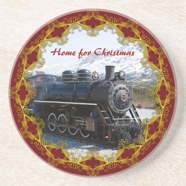 Home on the Train for Christmas Coasters (Front)