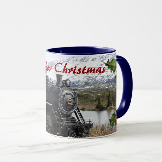 Home on the Train for Christmas Mug (Front Right)