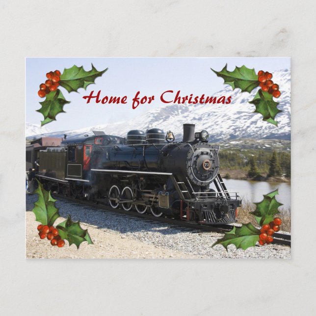 Home on the Train for Christmas Postcard (Front)