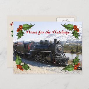 Home on the Train for Holidays Postcard