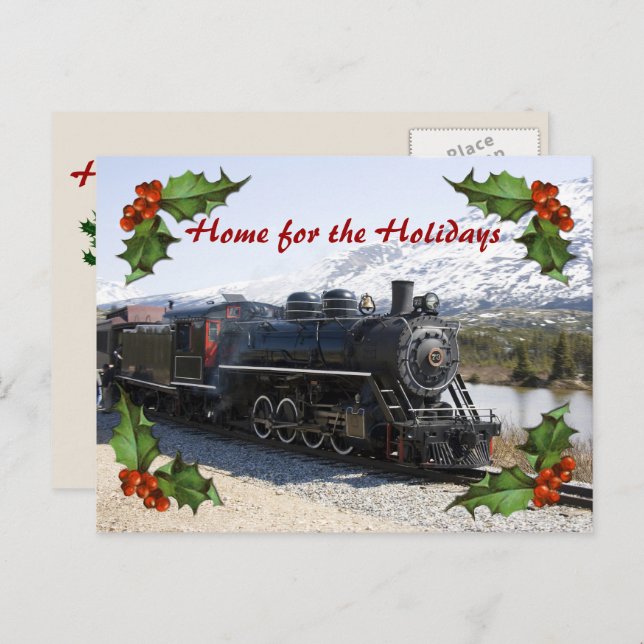 Home on the Train for Holidays Postcard (Front/Back)