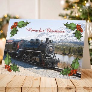 Home on the Train for the Holidays Holiday Card