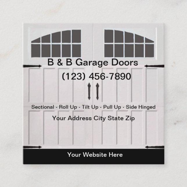 Home Or Business Garage Door Services Square Business Card (Front)