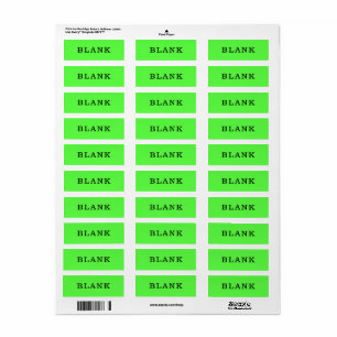 Home Organization Blank Bright Green Custom Labels