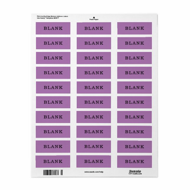 Home Organization Blank Purple Custom Labels (Full Sheet)