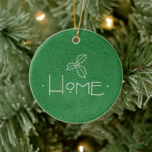 HOME Ornament, WITH PERSONALIZED MESSAGE ON BACK  Ceramic Ornament