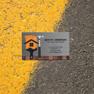 Home Paint Brush   Hammer   Builder Construction  Business Card