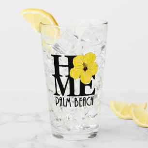 HOME Palm Beach Florida Yellow Hibiscus Glass