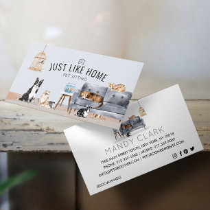Home Pet Sitting Watercolor Cosy Home Grey Couch Business Card