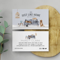 Home Pet Sitting Watercolor Cosy Home Grey Couch