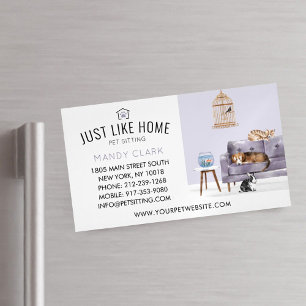 Home Pet Sitting Watercolor Cosy Home Mauve Couch Magnetic Business Card