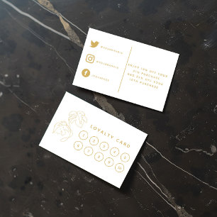 Home plant shop, modern gold loyalty card. card