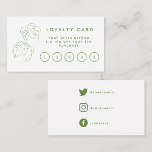 Home plant shop, modern green loyalty card.