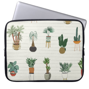 Home Plants: Hand Drawn Seamless Interior Laptop Sleeve