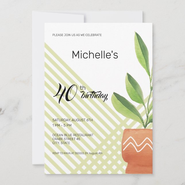 Home Plants In Ceramic Pots Watercolor Invitation (Front)