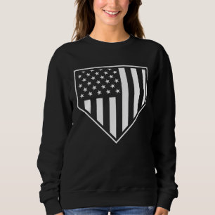 Home Plate Baseball Softball American Flag Patriot Sweatshirt
