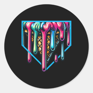 Home-plate Drip Ice-cream For Softll And Sell Fans Classic Round Sticker