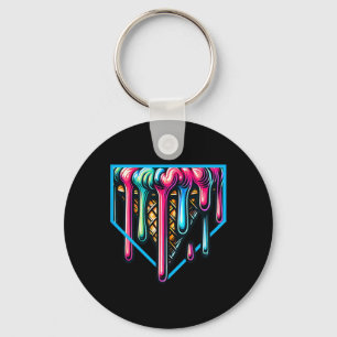 Home-plate Drip Ice-cream For Softll And Sell Fans Key Ring