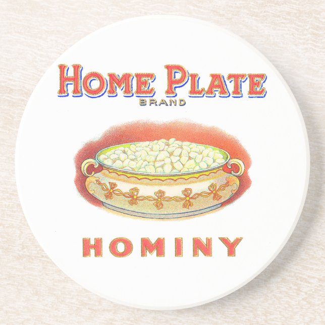 Home Plate Hominy Grits Coaster (Front)