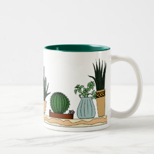 Home Potted Plants Doodle Art Two-Tone Coffee Mug
