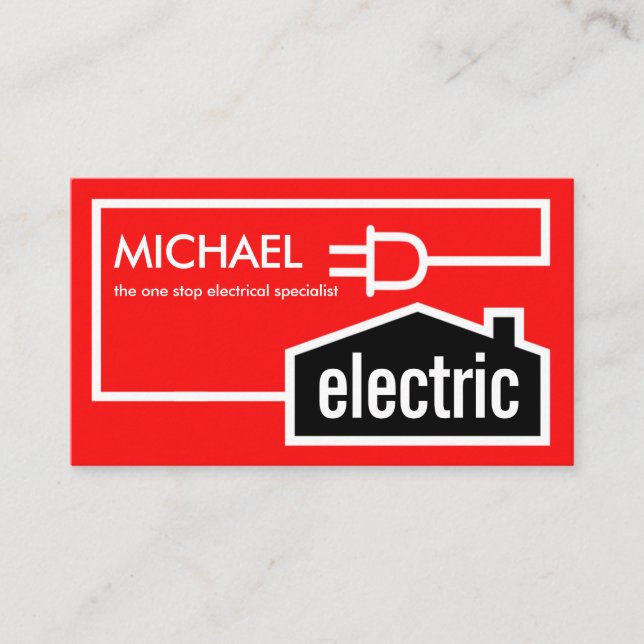 Home Power Plug Electrical Circuit Business Card (Front)