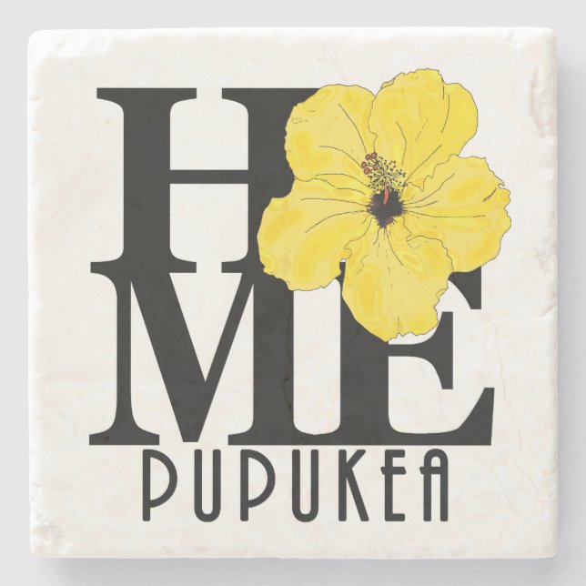 HOME Pupukea Yellow Hibiscus Stone Coaster (Front)
