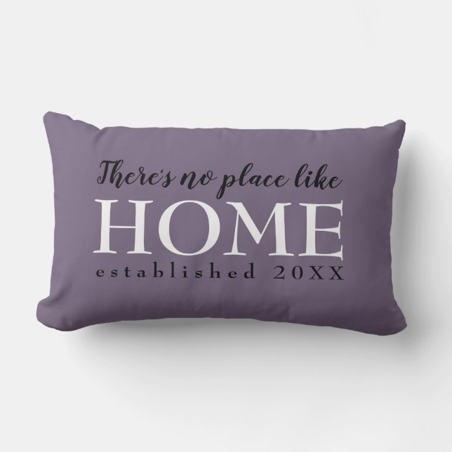 Home Quote Customised Year Established Purple Lumbar Cushion (Front)