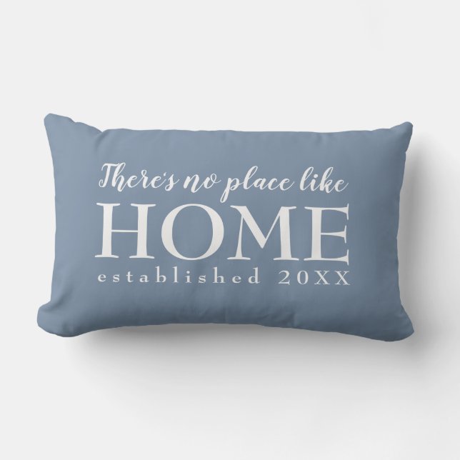 Home Quote Date Established Keepsake Dusty  Blue Lumbar Cushion (Front)
