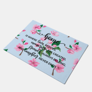 Home Quote   Pink Floral Doormat