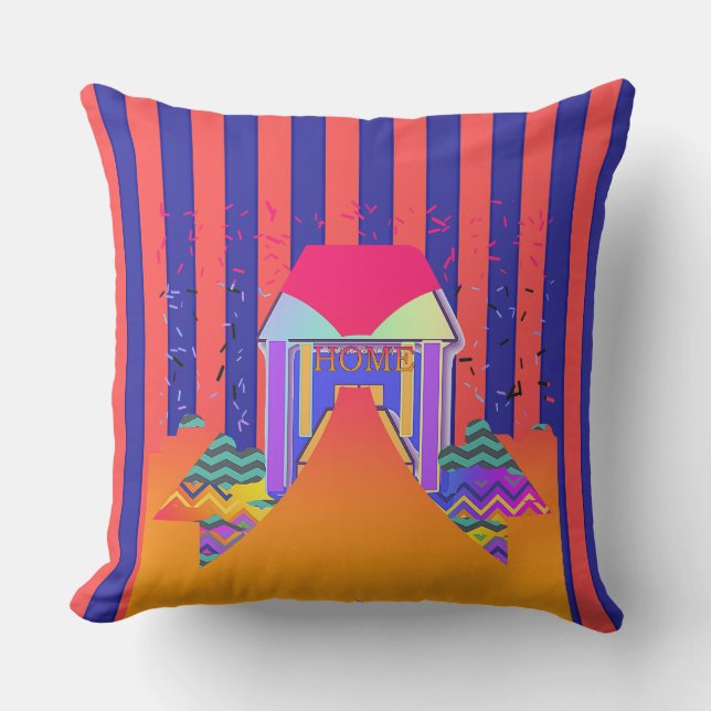 Home Red Blue Stripe  Cushion (Front)