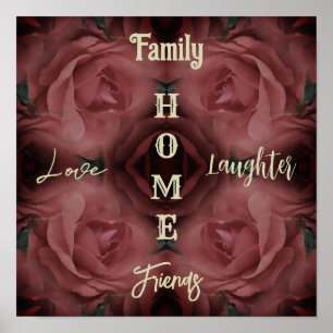 Home Red Rose Abstract Inspirational Words Poster